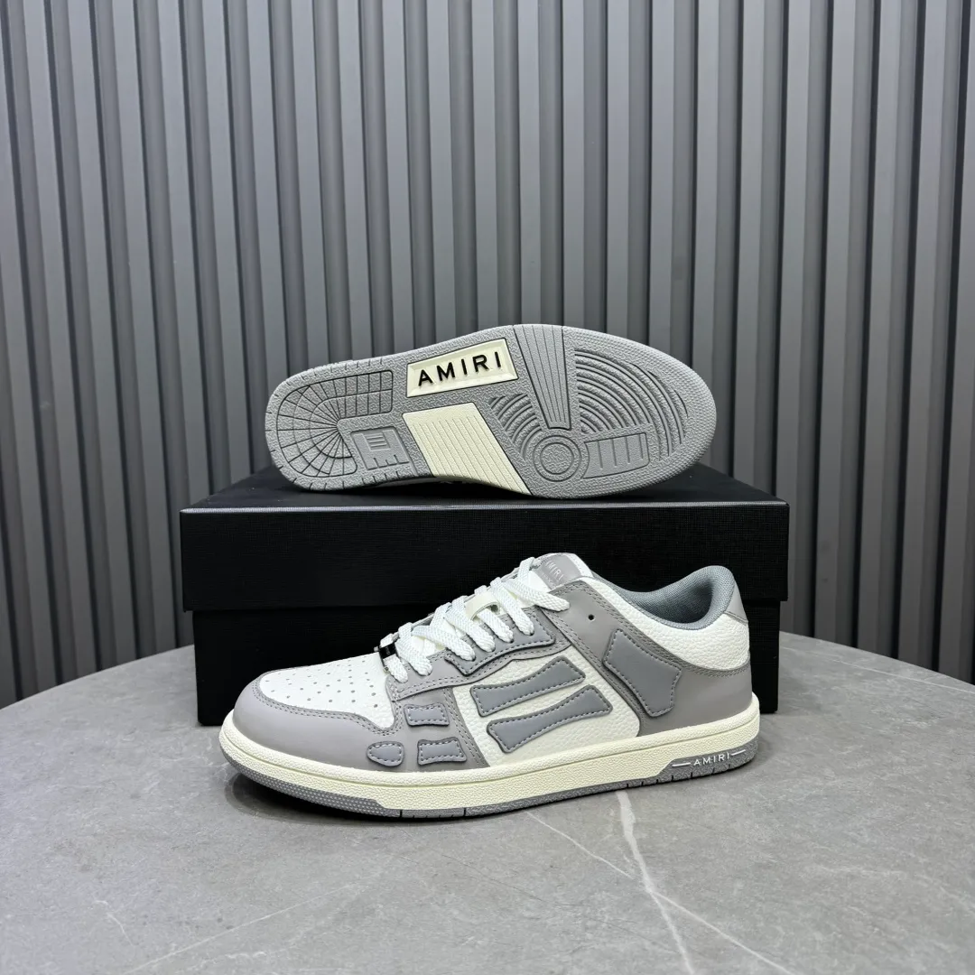 Men's men's shoes 💰600 AMIRI high street sneakers with bone sports shoes, toe layer cowhide upper, upper side bones, hand-stitched, good three-dimensional effect, customized metal LOGO, size 38-45 46